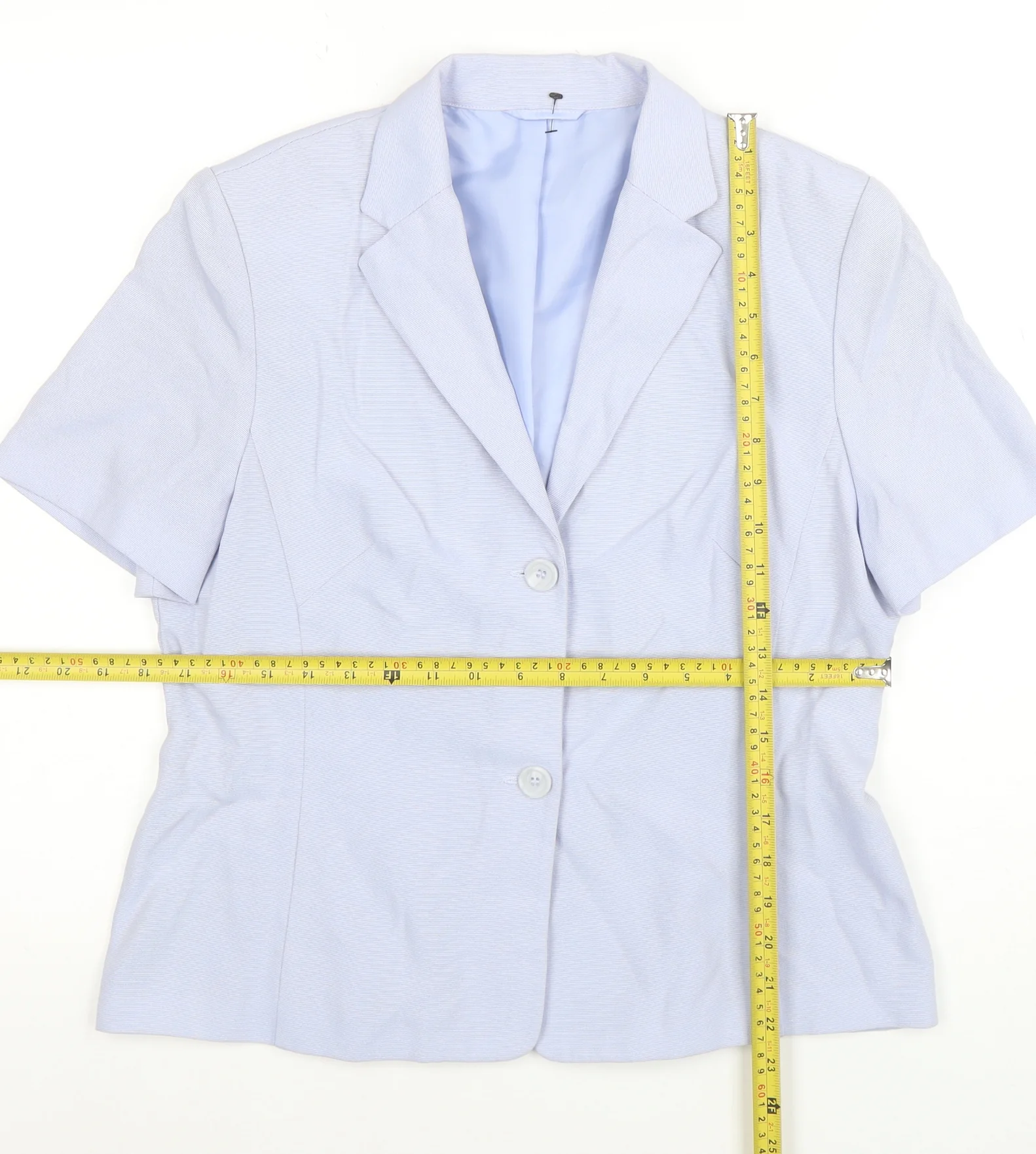 Dorothy Perkins Petites Blue Short Sleeve Blazer UK 14 Women’s Jacket - Image 2
