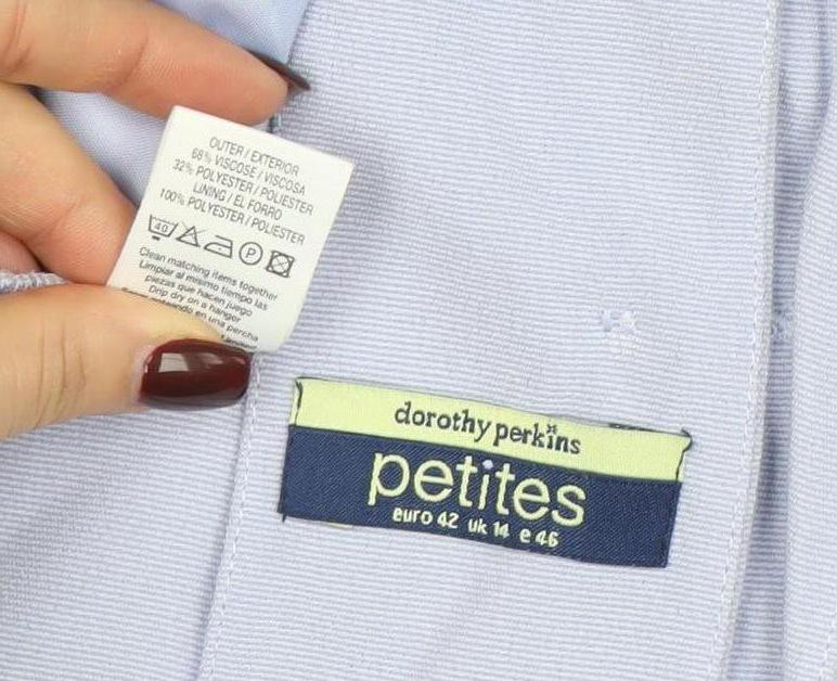 Dorothy Perkins Petites Blue Short Sleeve Blazer UK 14 Women’s Jacket - Image 4