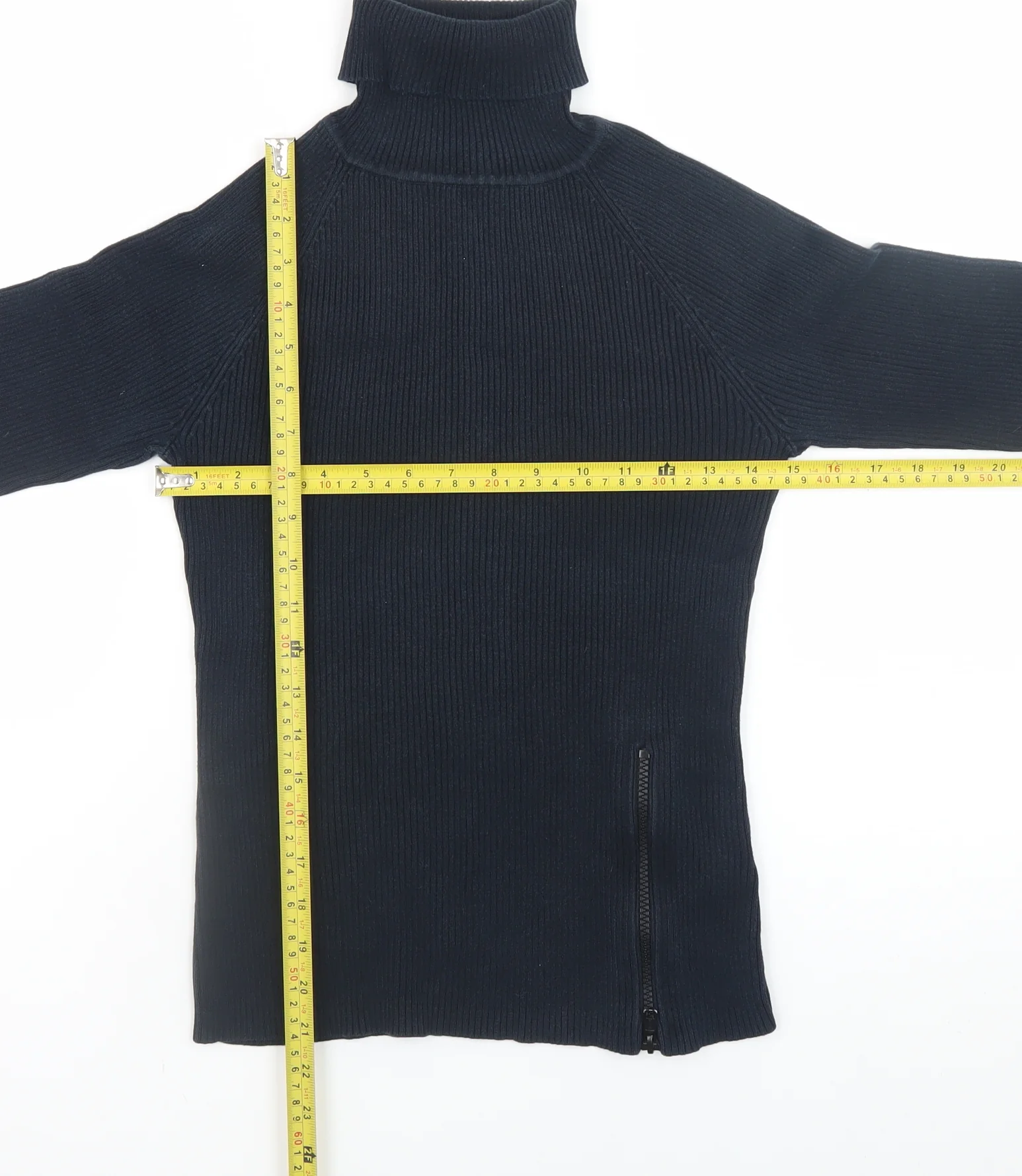 Dorothy Perkins Women Black Roll Neck Cotton Zip Jumper Size 12 - Image 2