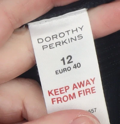 Dorothy Perkins Women Black Roll Neck Cotton Zip Jumper Size 12 - Image 4