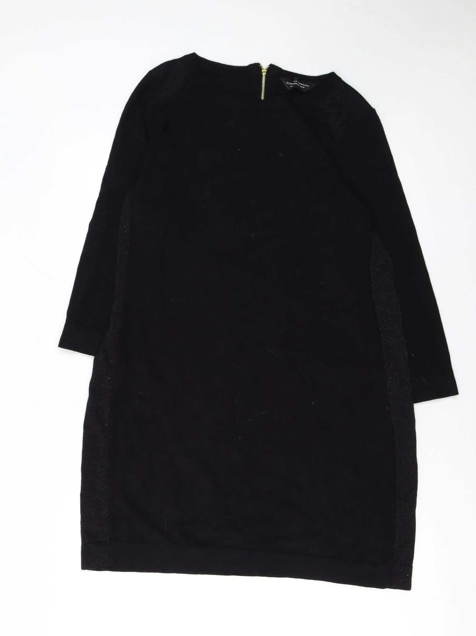 Dorothy Perkins Women Black Size 16 Knit Shift Dress Long Sleeve