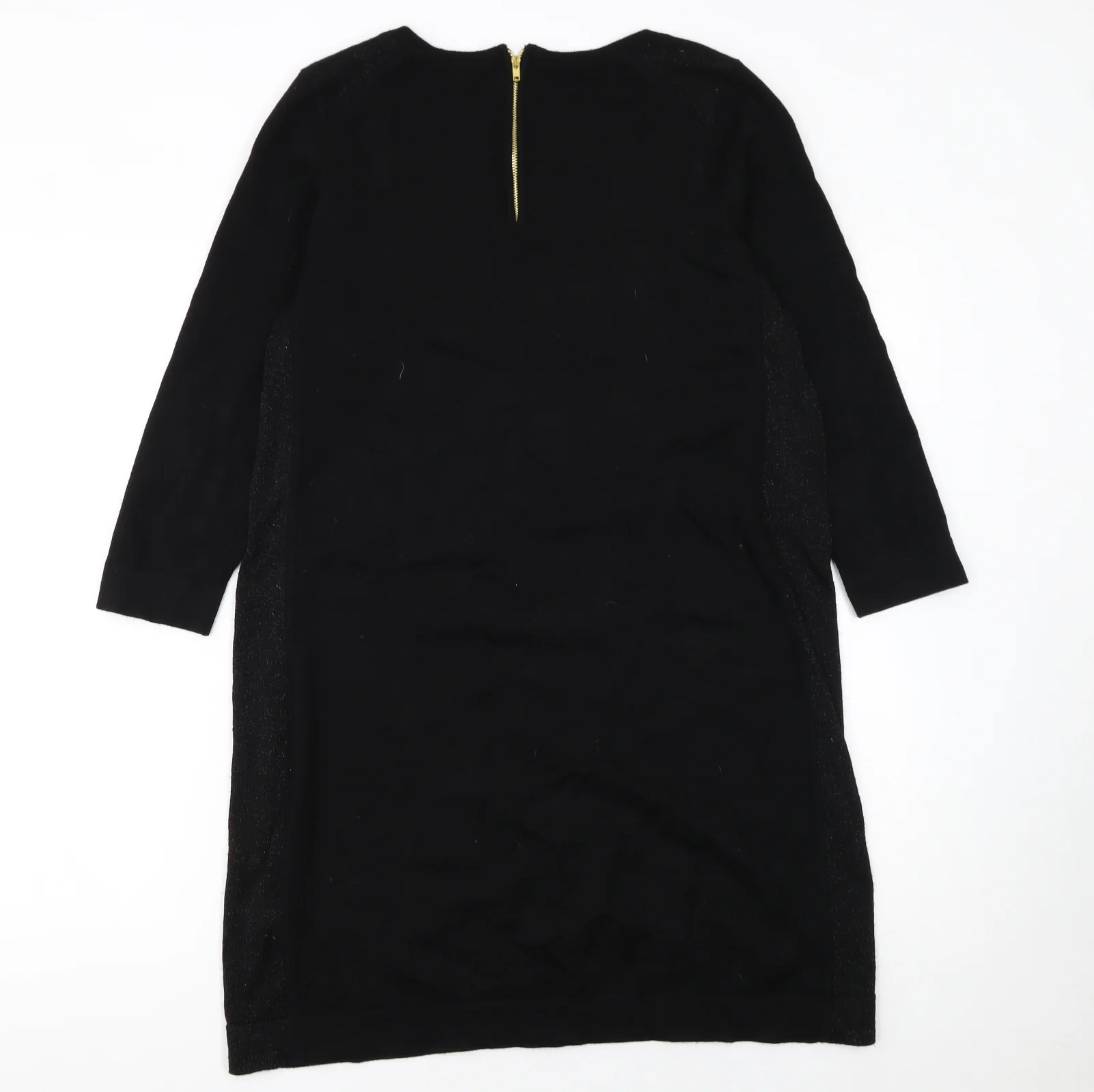 Dorothy Perkins Women Black Size 16 Knit Shift Dress Long Sleeve - Image 3
