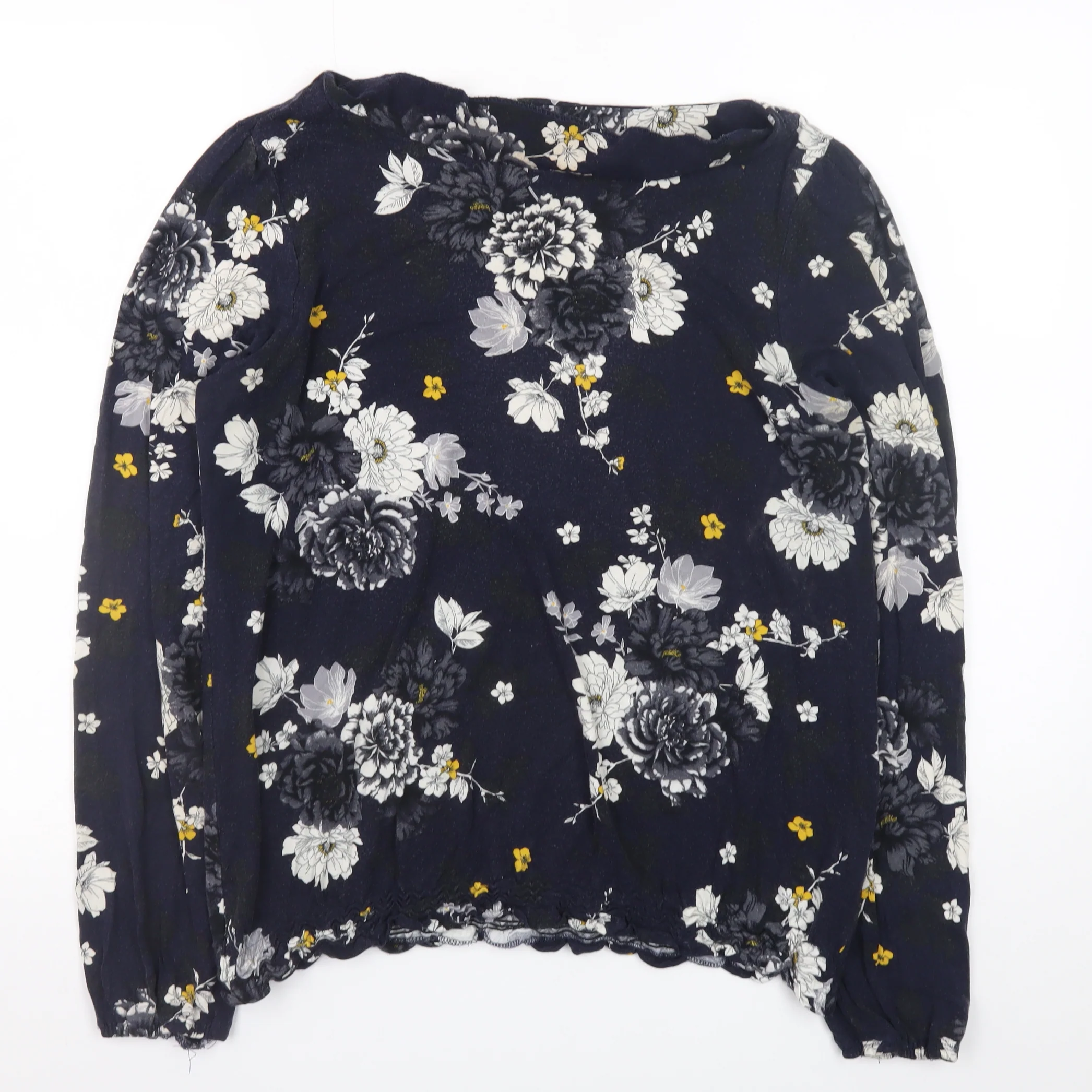 Dorothy Perkins Women Floral Blouse Navy Long Sleeve UK 16 Classic Style