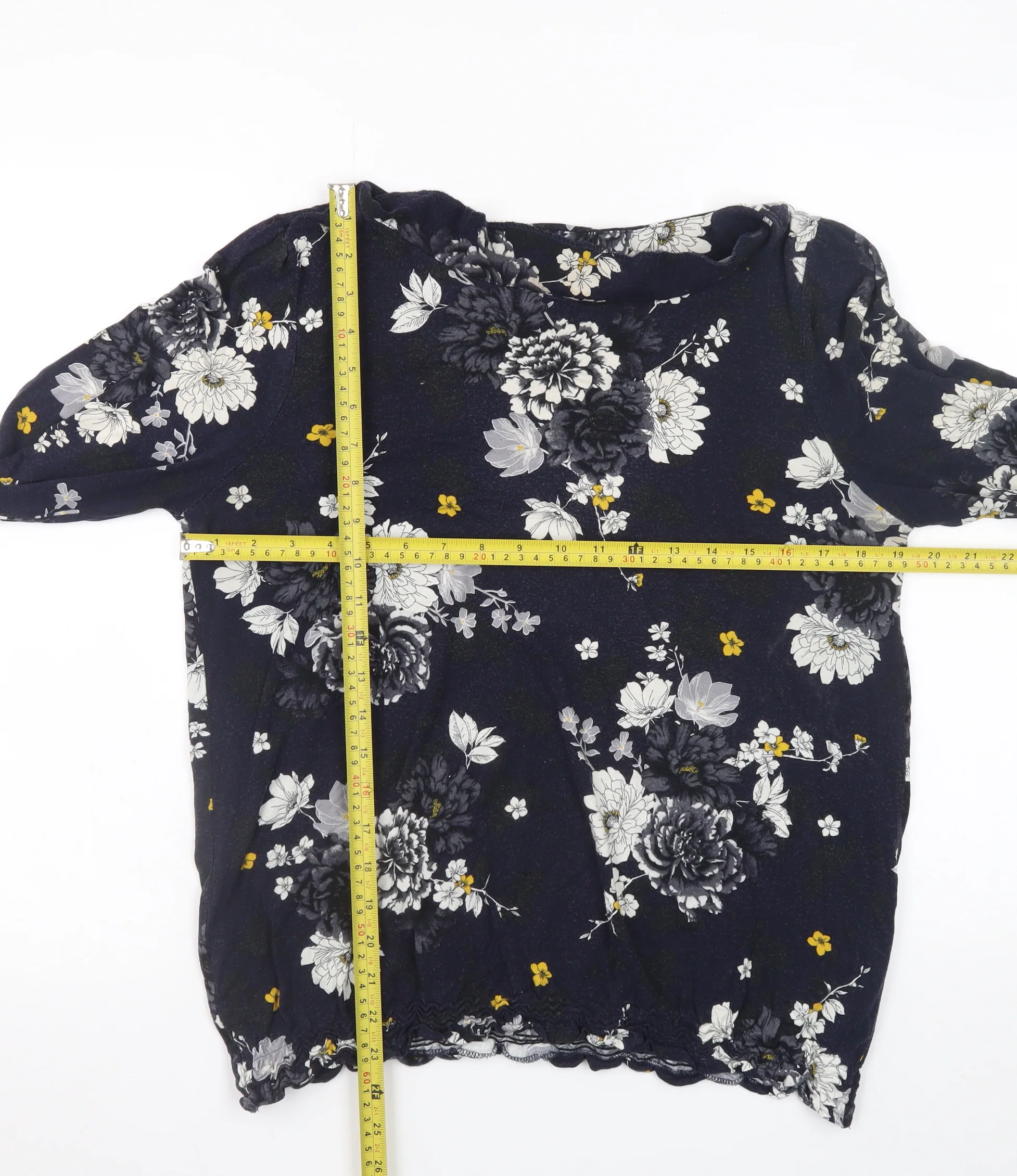 Dorothy Perkins Women Floral Blouse Navy Long Sleeve UK 16 Classic Style - Image 2