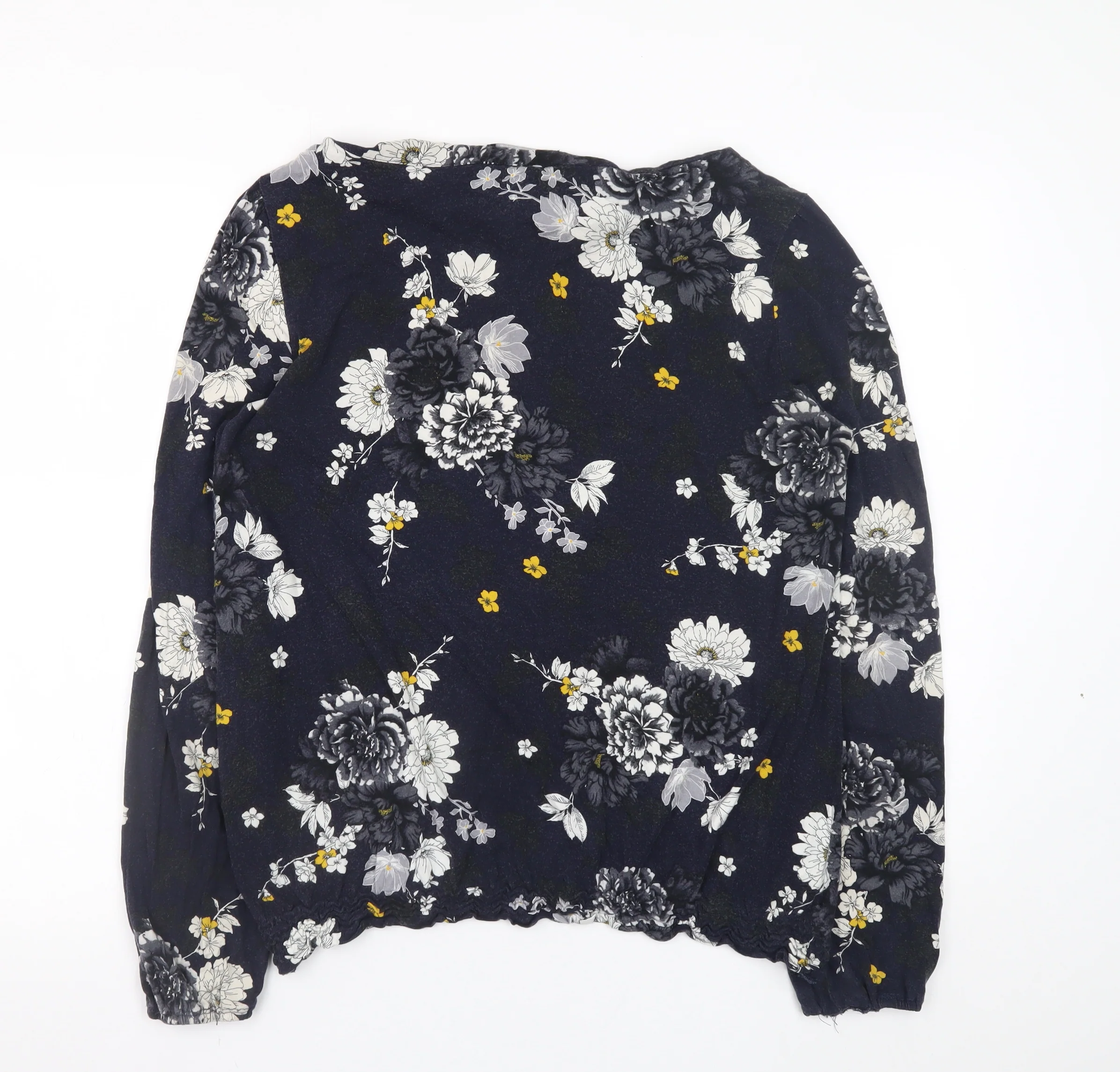 Dorothy Perkins Women Floral Blouse Navy Long Sleeve UK 16 Classic Style - Image 3