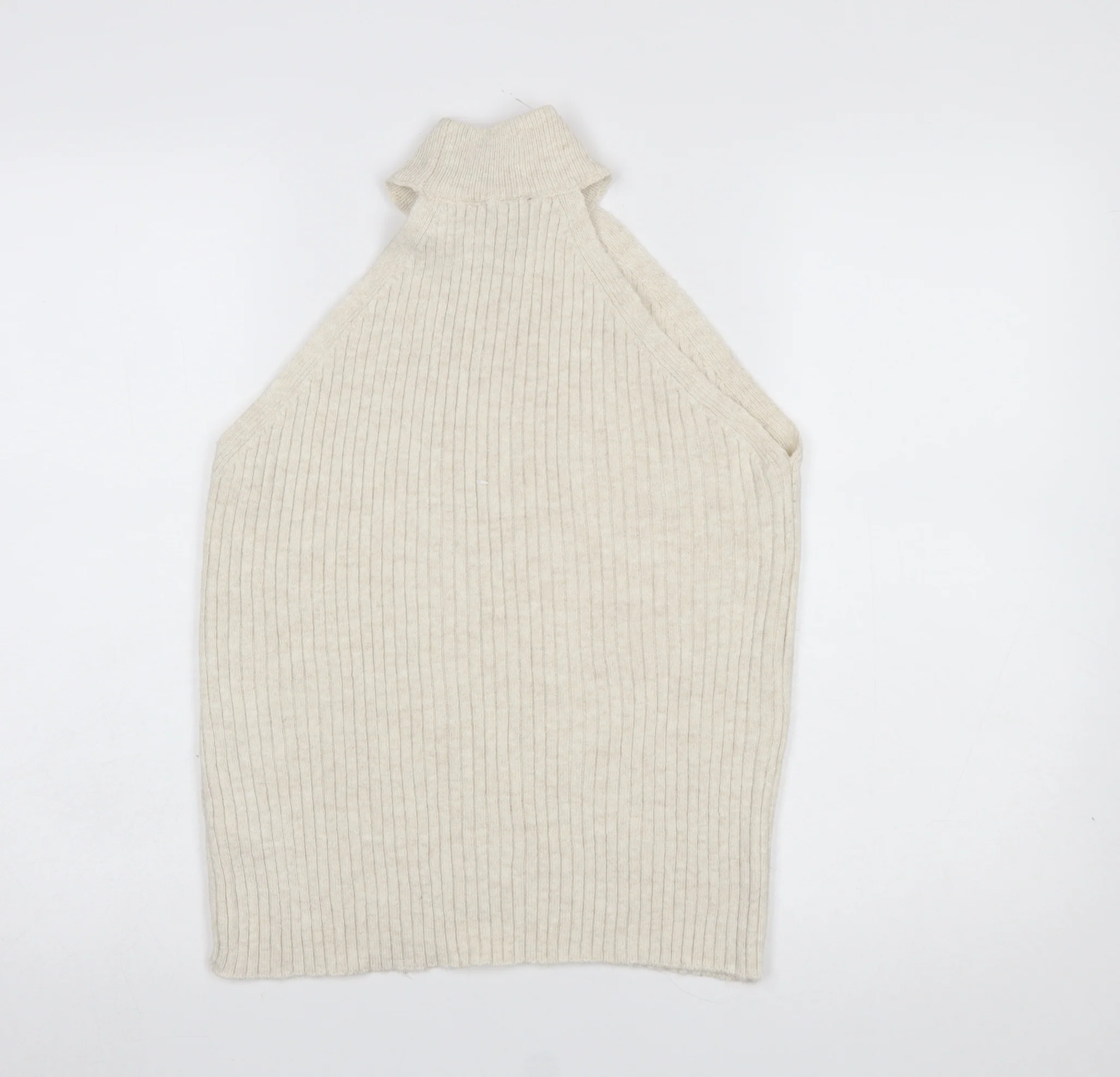 Dorothy Perkins Women’s Beige Sleeveless High Neck Ribbed Jumper UK 12 - Image 3