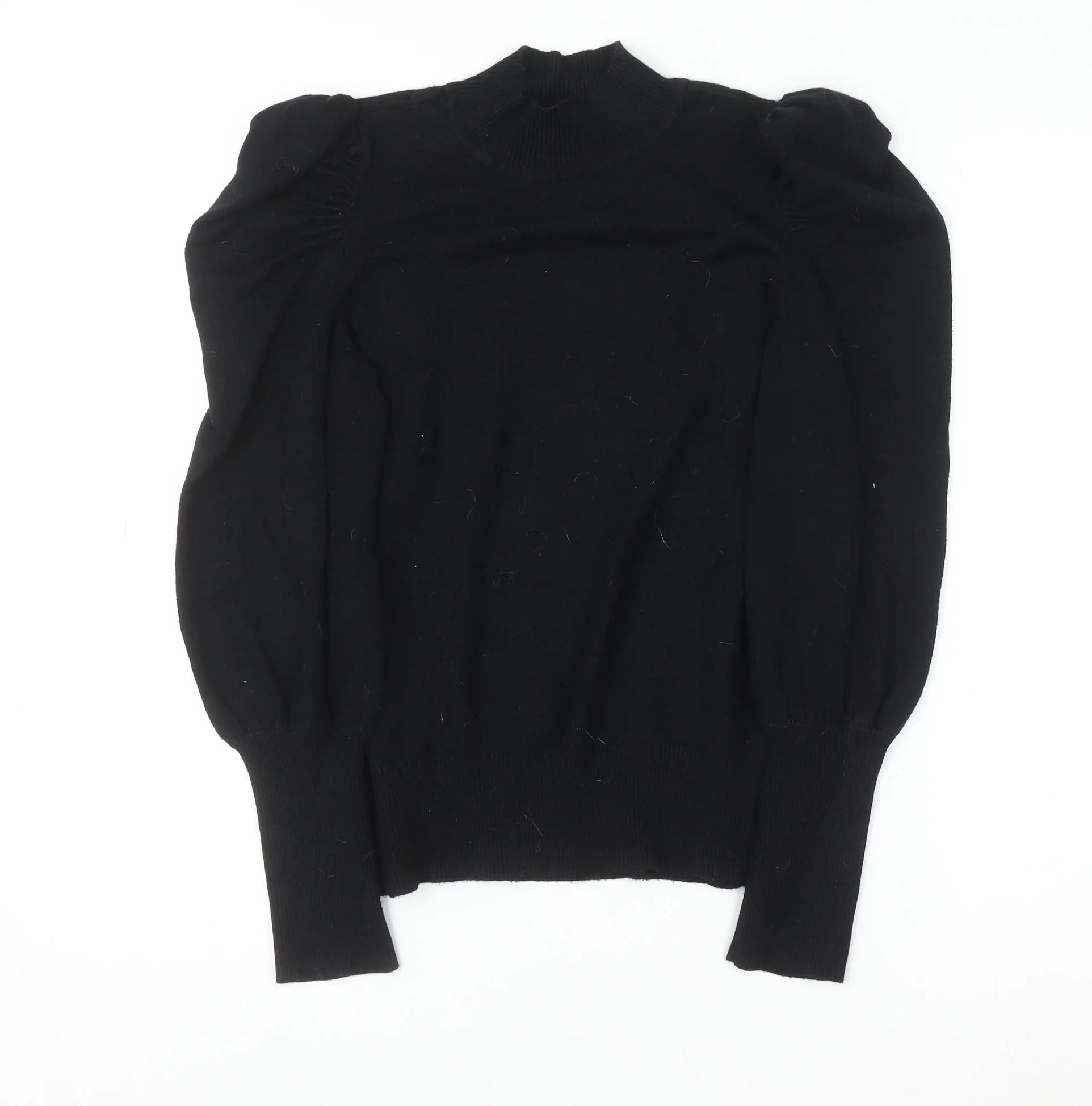 Dorothy Perkins Women’s Black Mock Neck Puff Sleeve Knit Top UK 12