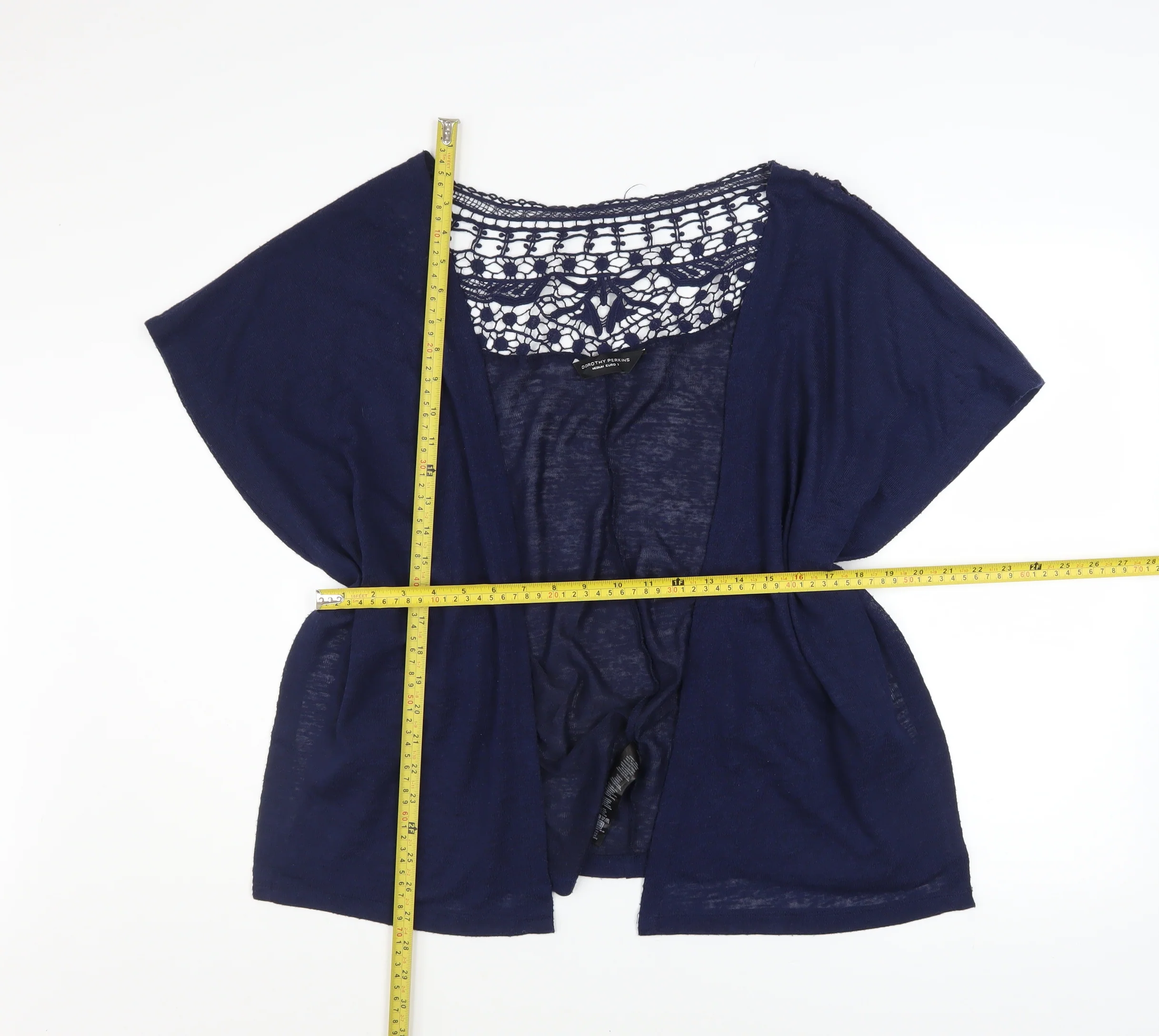 Dorothy Perkins Women’s Blue Crochet Open Knit Cardigan M - Image 2