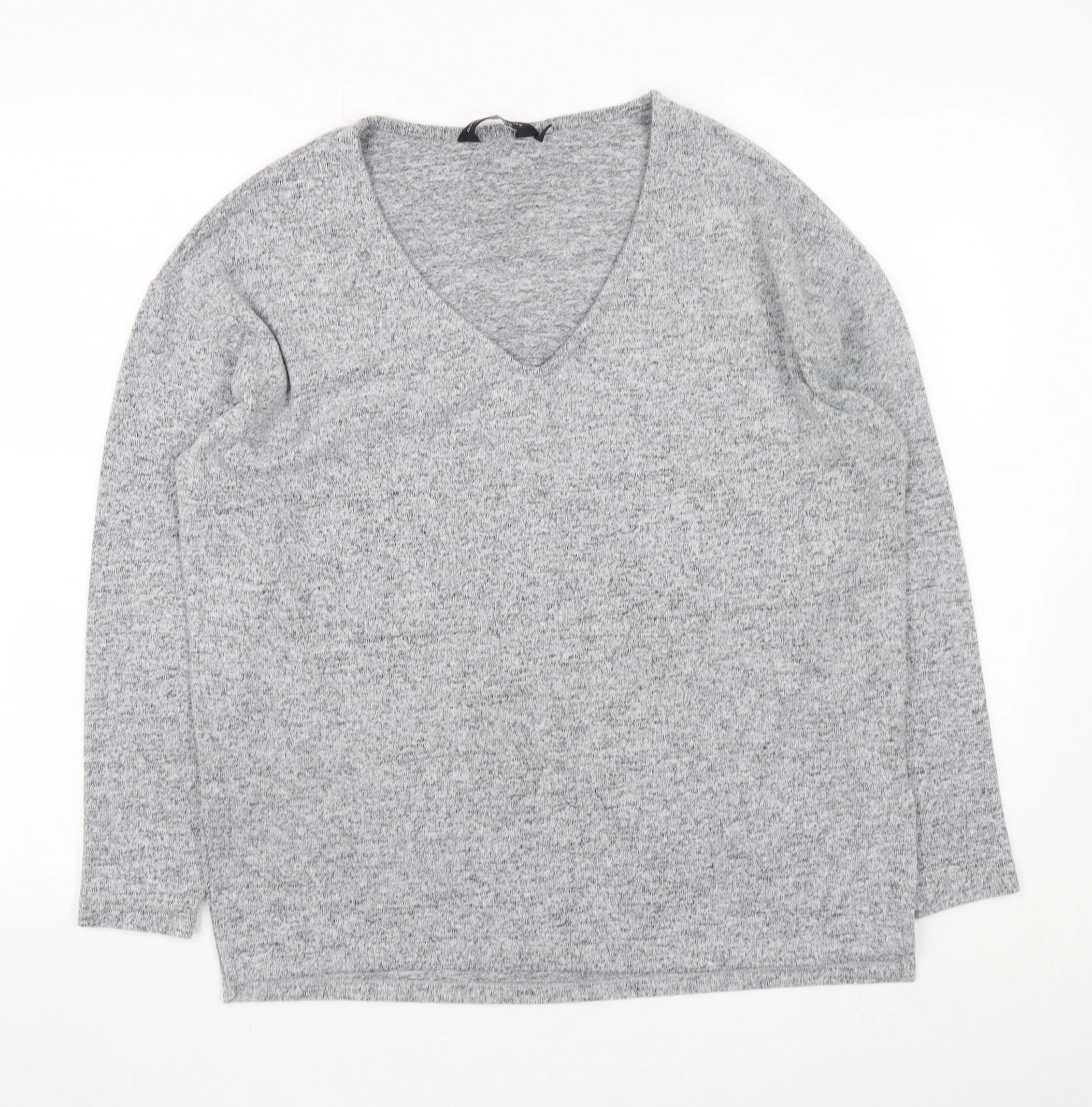 Dorothy Perkins Women’s Grey V-Neck Long Sleeve Knit Top UK 10