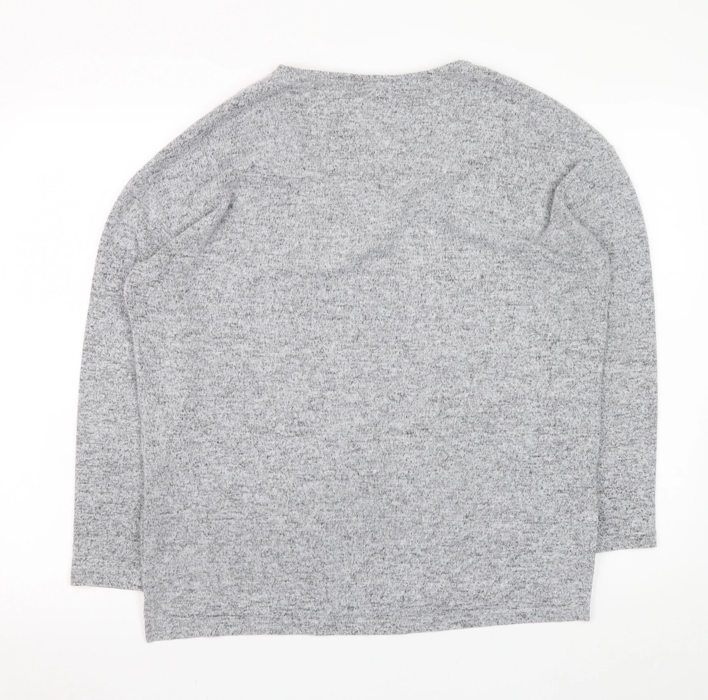 Dorothy Perkins Women’s Grey V-Neck Long Sleeve Knit Top UK 10 - Image 3