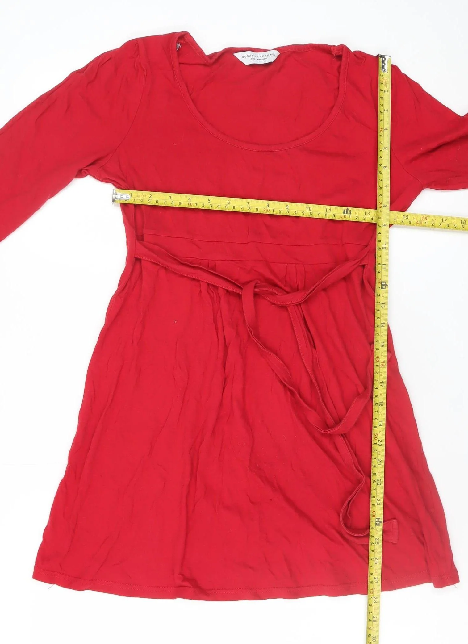 Dorothy Perkins Women’s Red A-Line Knee Length Cotton Dress Size 12 - Image 2