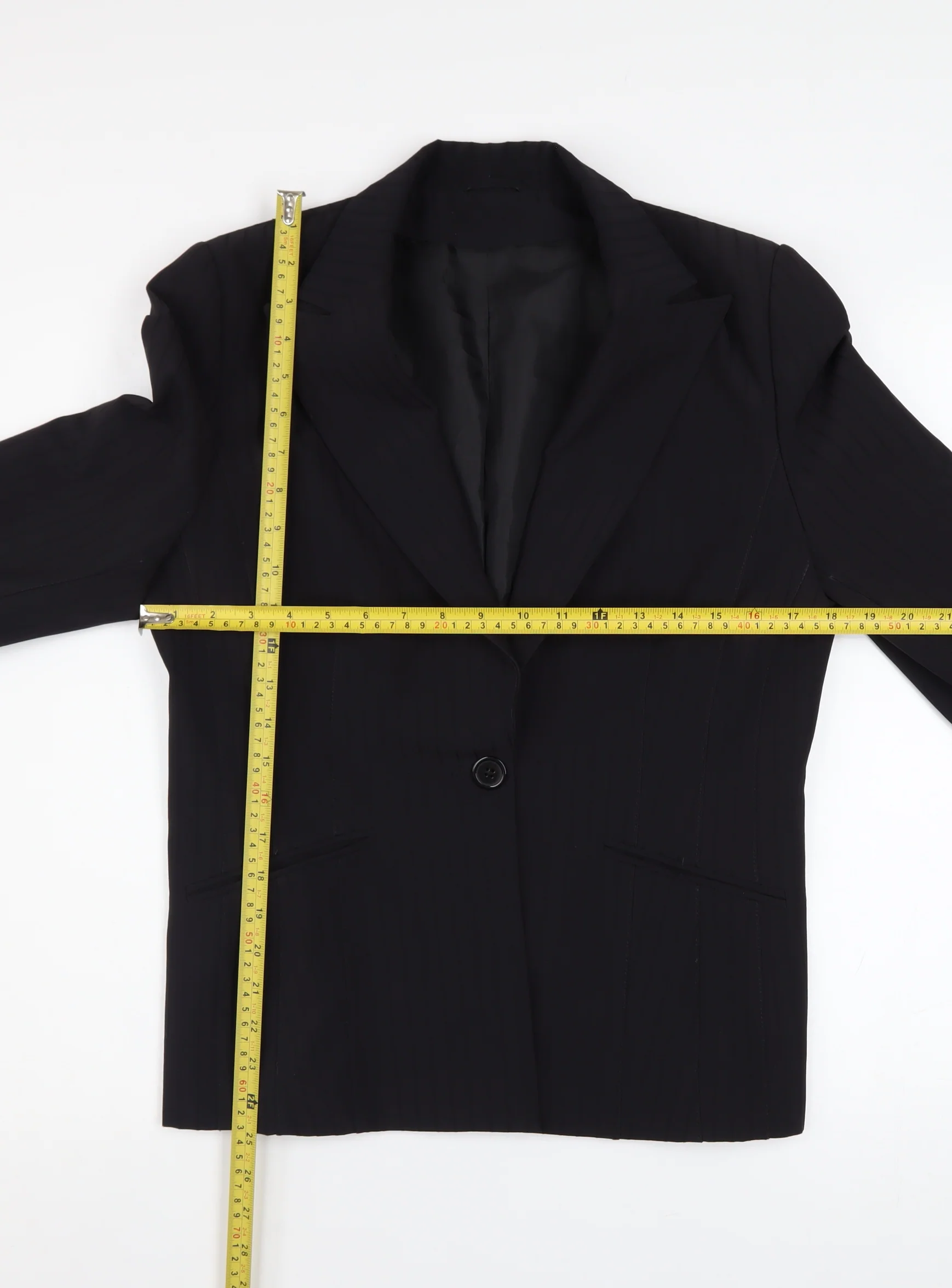 Dorothy Perkins Women's Black Pinstripe Single-Breasted Blazer Size 14 - Image 2