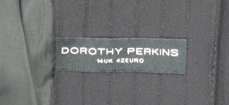 Dorothy Perkins Women's Black Pinstripe Single-Breasted Blazer Size 14 - Image 4