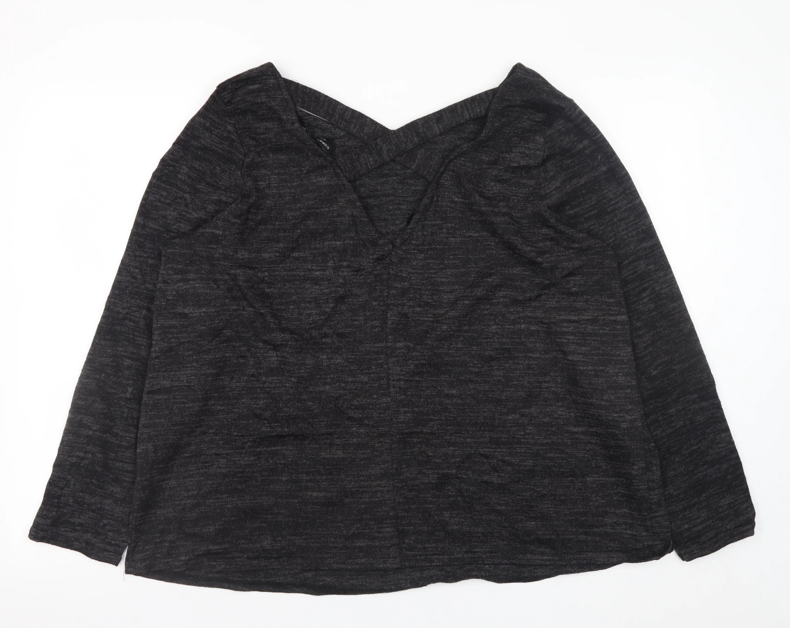 Dorothy Perkins Womens Black V-Neck Long Sleeve Jersey Blouse UK 20 - Image 3