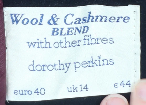 Dorothy Perkins Women's Black Wool Cashmere Blend Overcoat UK 14 - Image 4