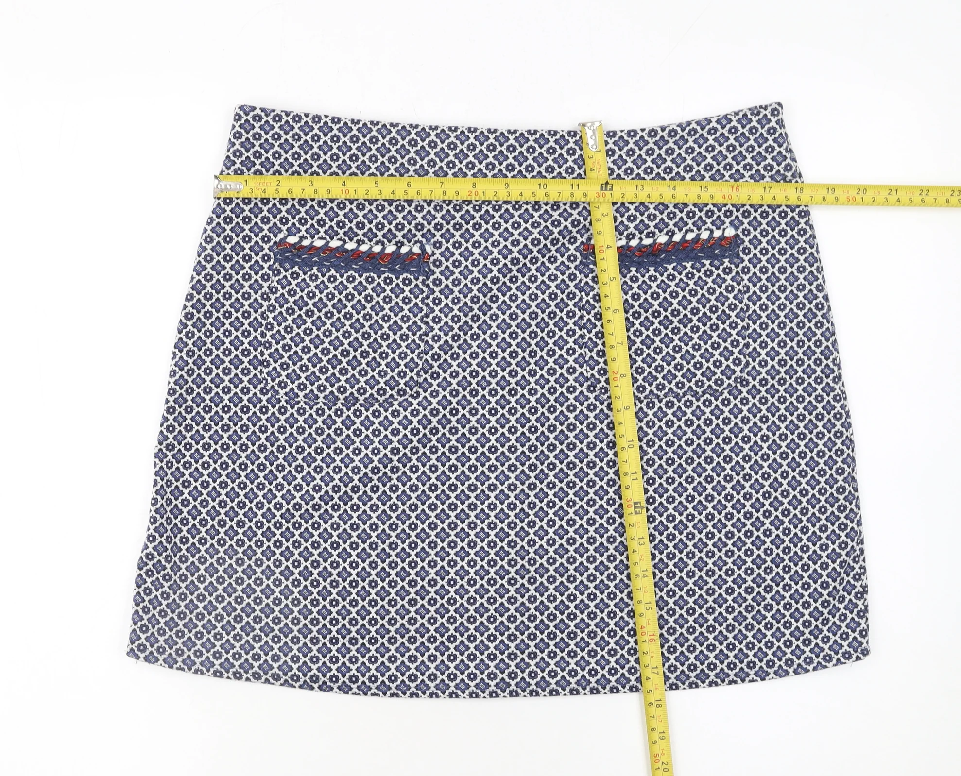 Dorothy Perkins Women's Blue Geometric Short Skirt Size 14 - Image 2