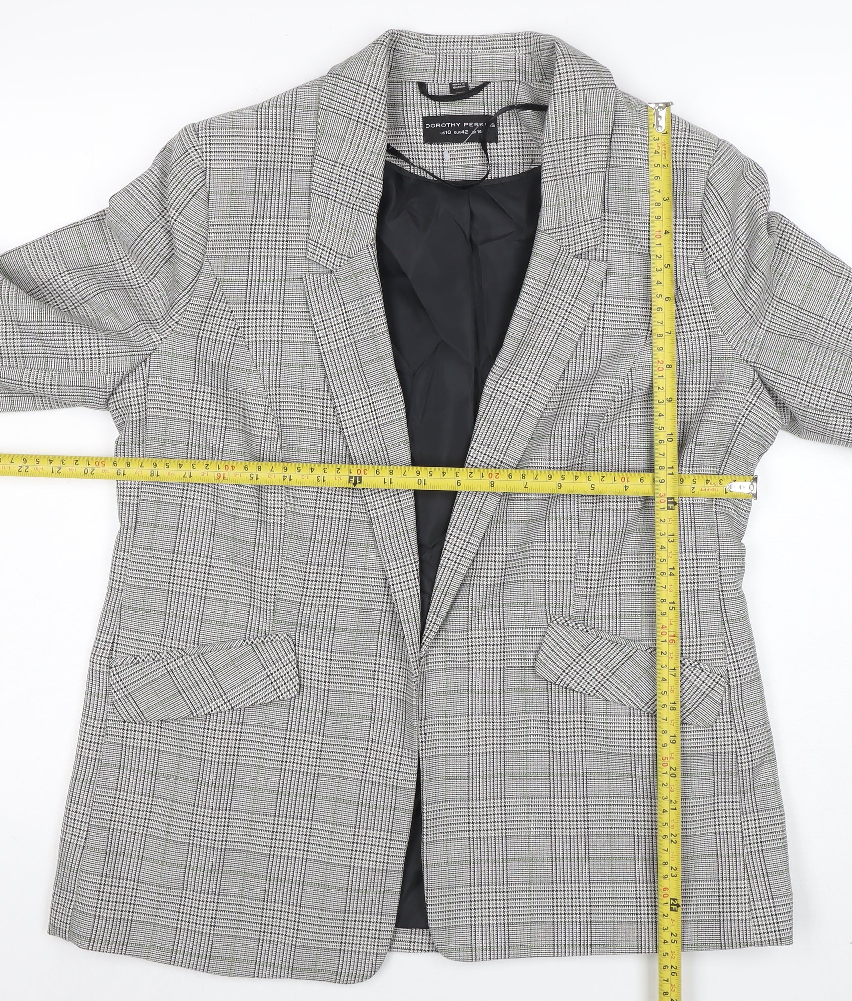 Dorothy Perkins Women's Grey Check Blazer UK14 Classic Tailored - Image 2