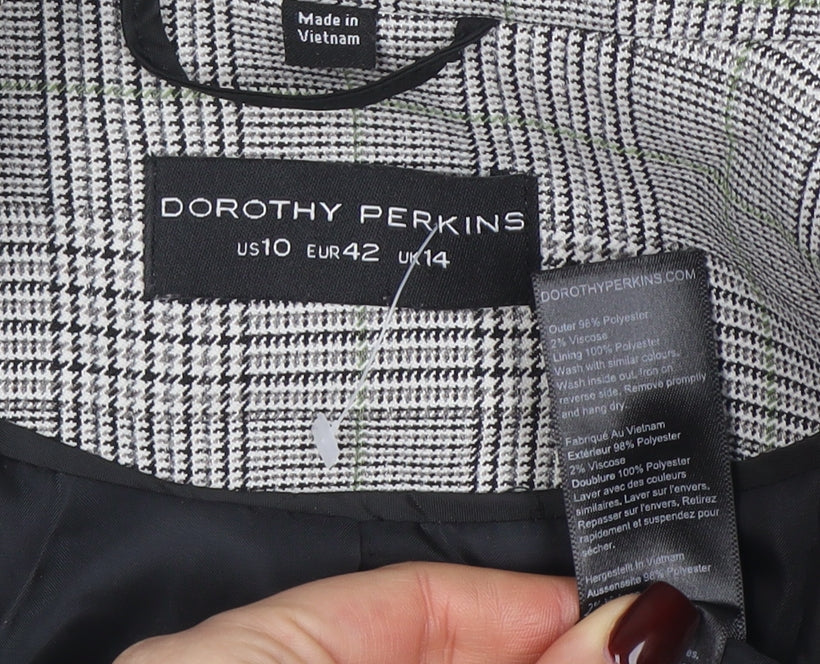 Dorothy Perkins Women's Grey Check Blazer UK14 Classic Tailored - Image 4