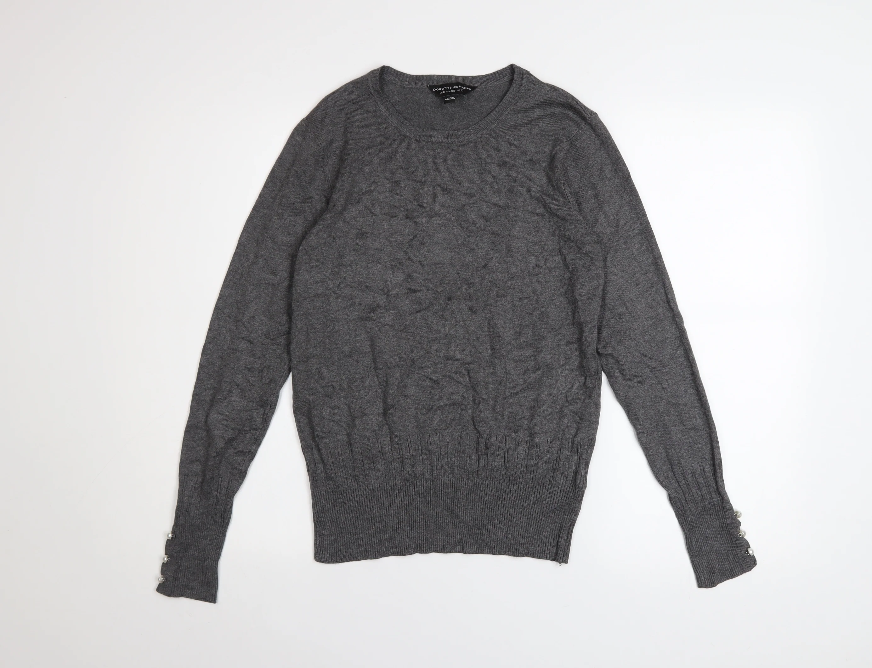 Dorothy Perkins Women's Grey Size 10 Crew Neck Long Sleeve Jumper