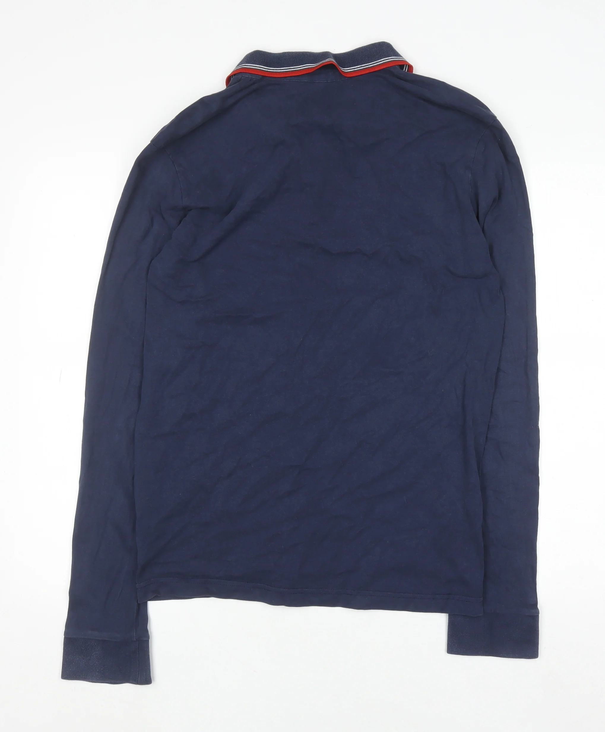 Duck and Cover Men's Blue Long Sleeve Cotton Polo Shirt Size L - Image 3