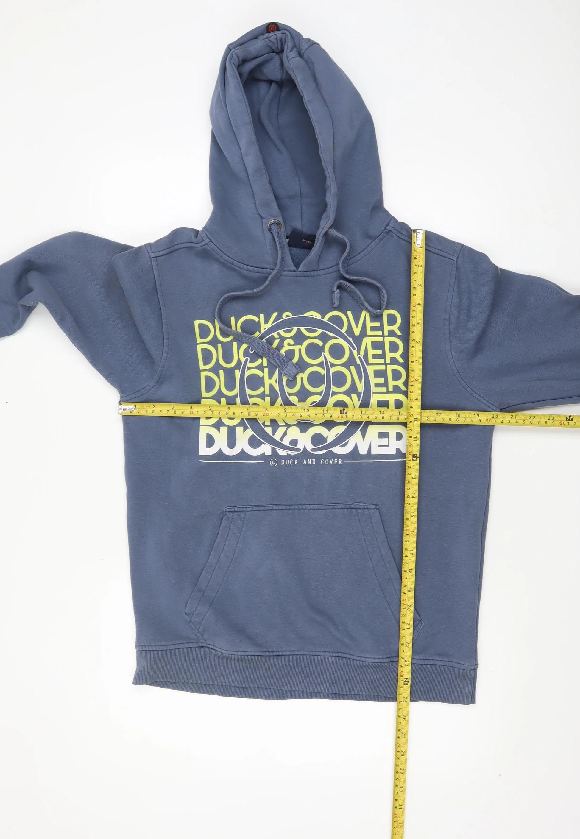 Duck and Cover Men's Blue Pullover Hoodie M Graphic Fleece Sweatshirt - Image 2