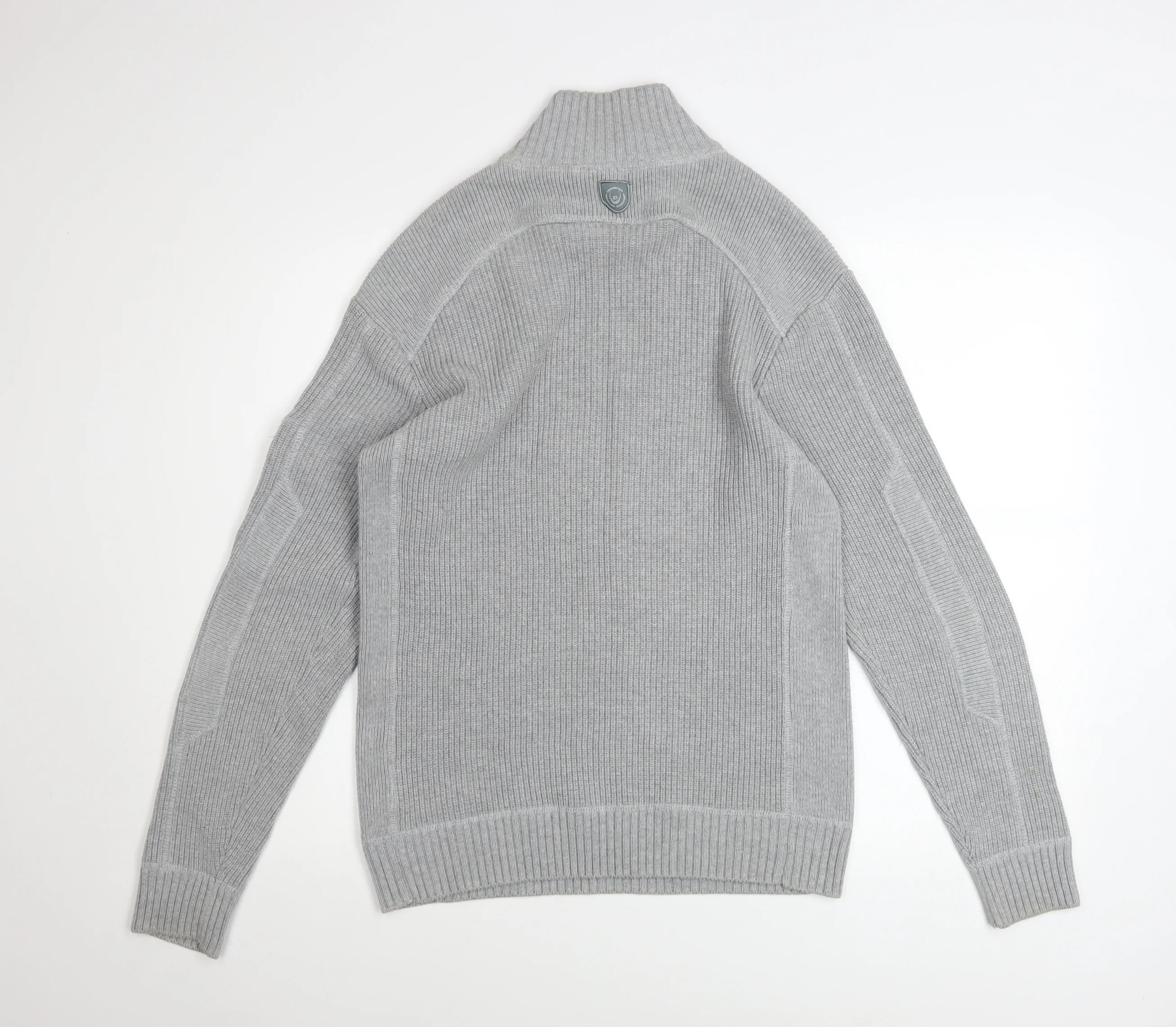 Duck and Cover Mens Grey High Neck Button Pullover Jumper L - Image 3