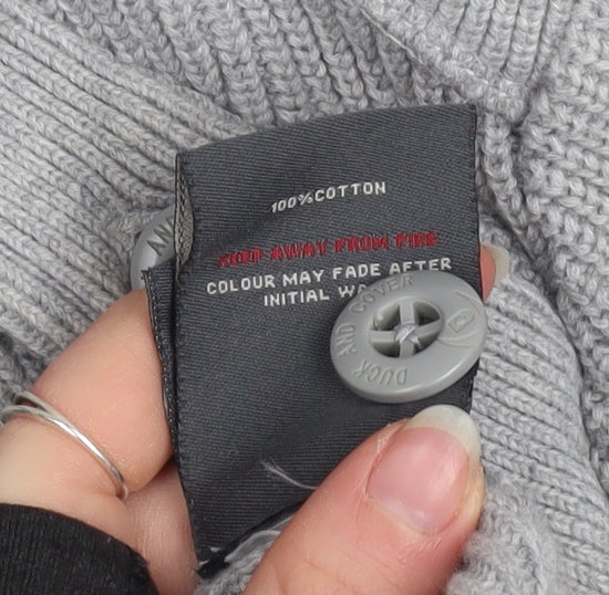 Duck and Cover Mens Grey High Neck Button Pullover Jumper L - Image 5