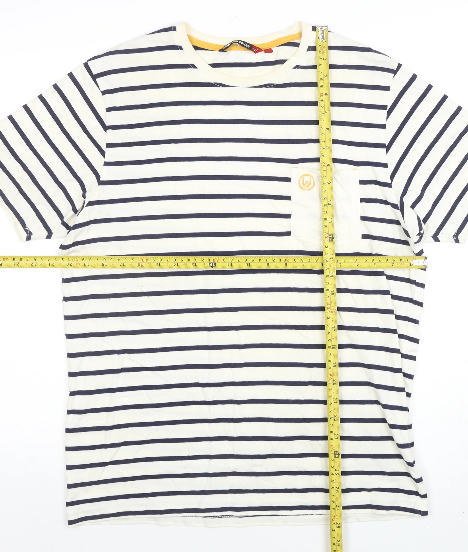 Duck and Cover Men's White Striped Cotton Crew Neck T-Shirt XL - Image 2
