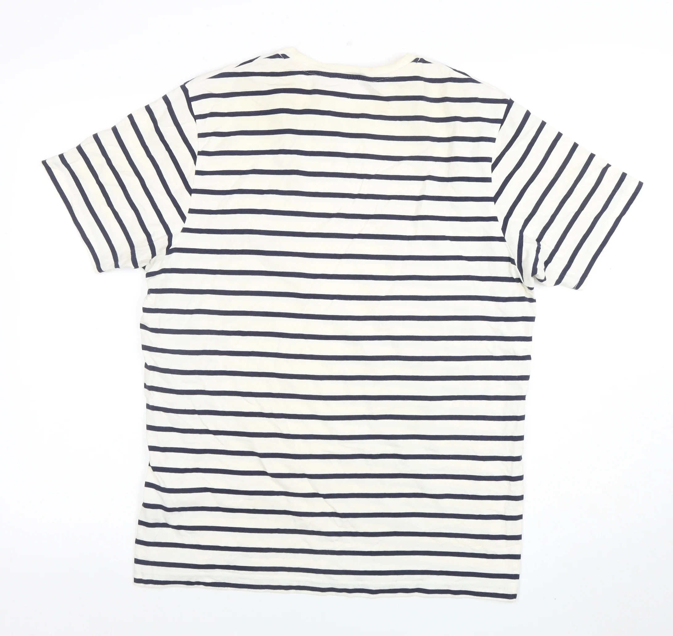 Duck and Cover Men's White Striped Cotton Crew Neck T-Shirt XL - Image 3