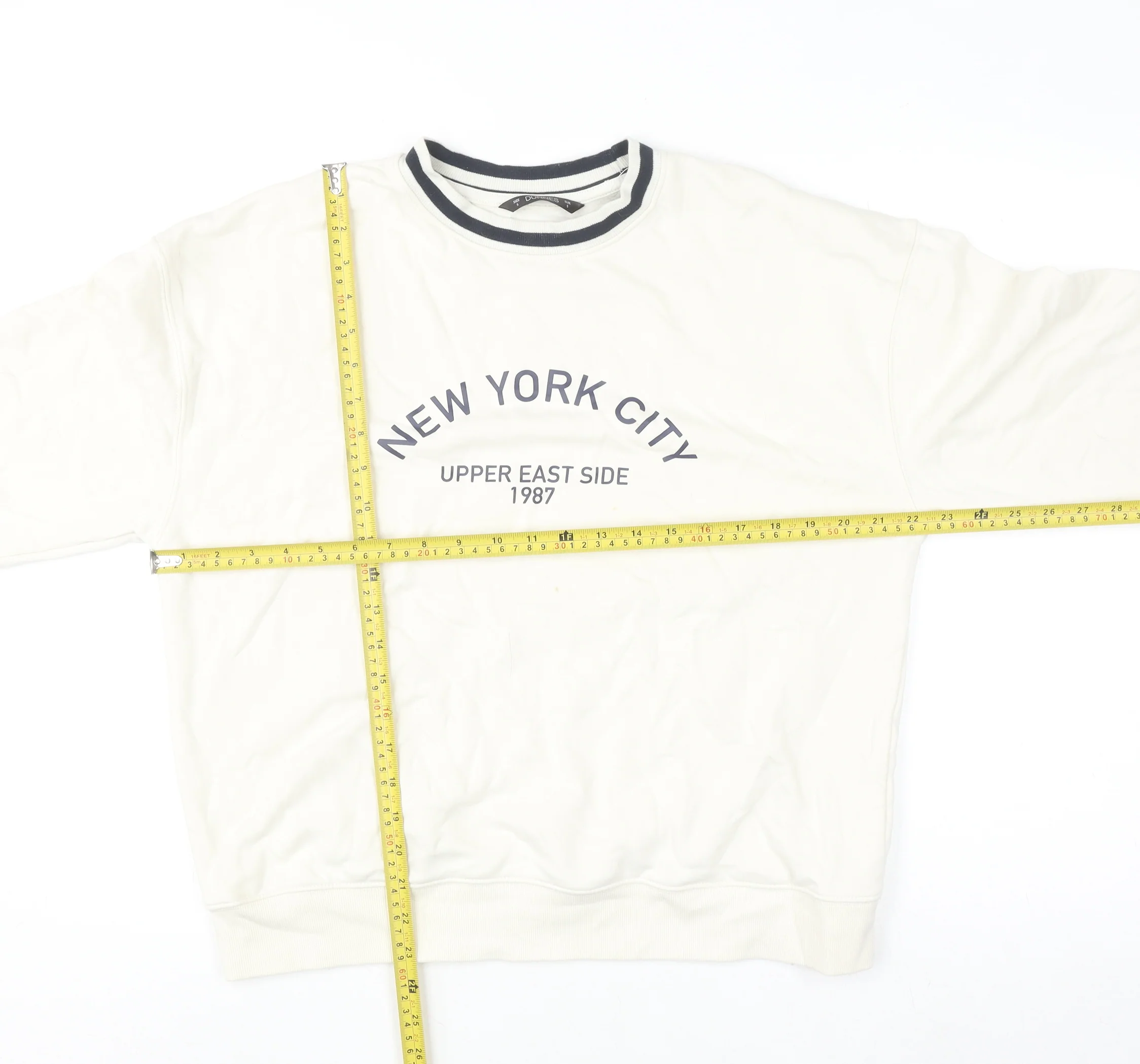 Dunnes Men Ivory Crew Neck Pullover Sweatshirt Size S New York City Print - Image 2