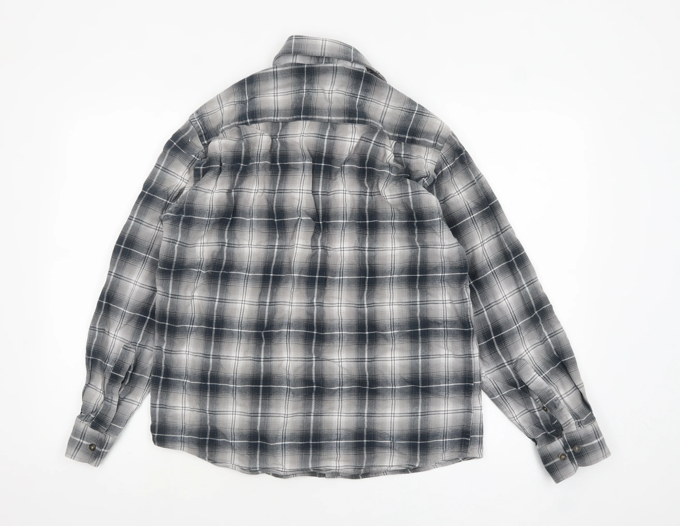 Dunnes Men's Grey Plaid Flannel Button-Up Shirt Medium - Image 3