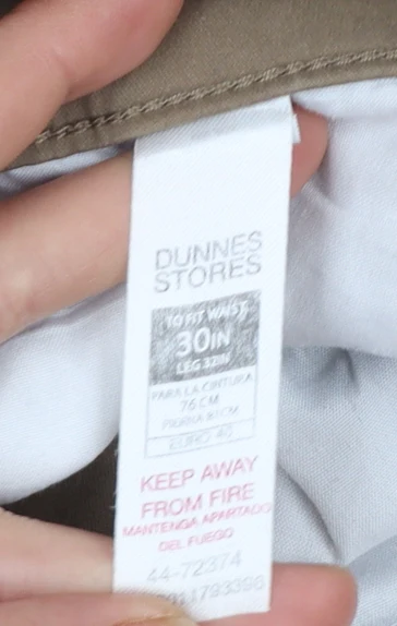 Dunnes Stores Men's Beige Chino Trousers 30W 32L Cotton Casual - Image 4