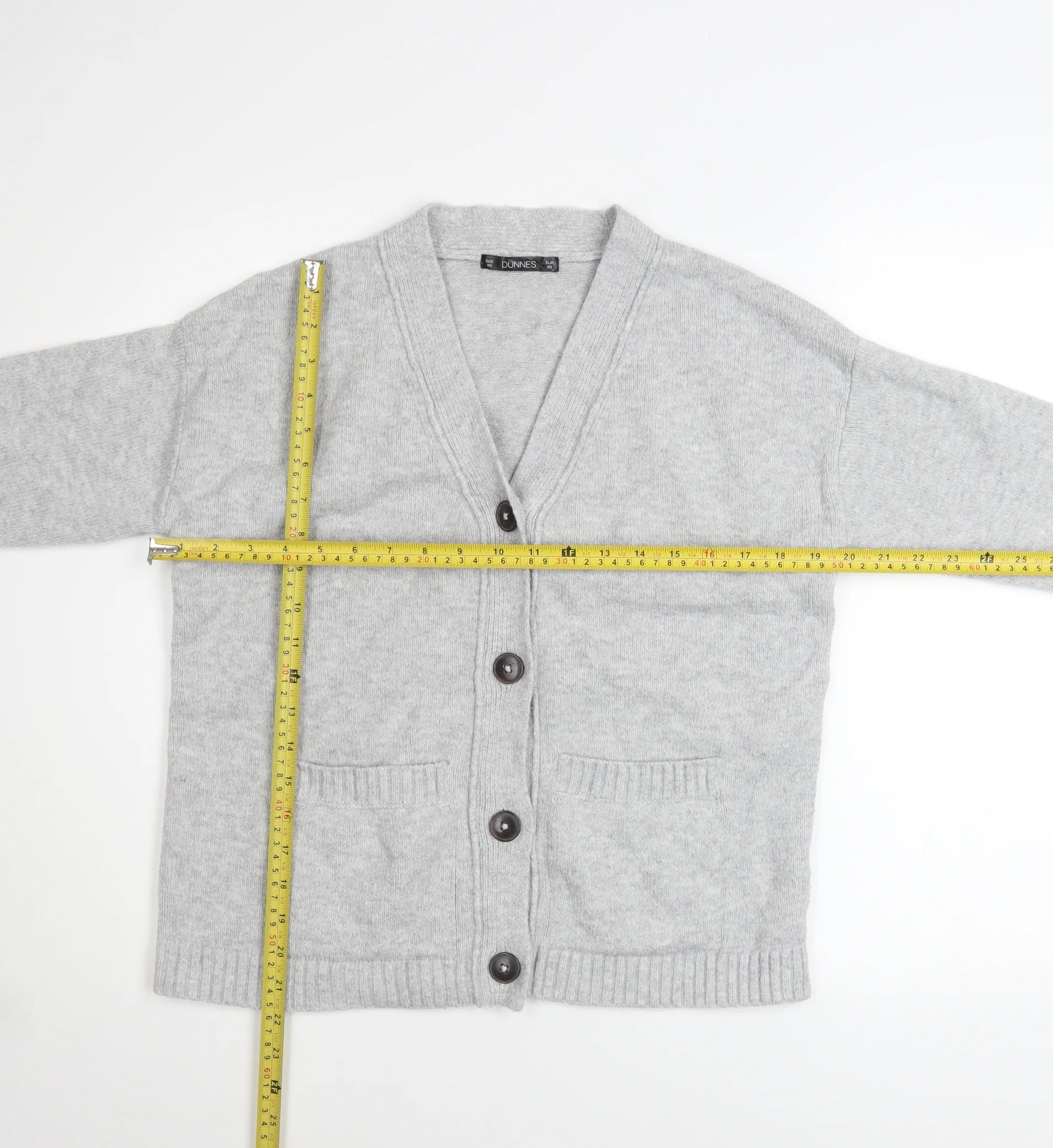 Dunnes Stores Women’s Grey V-Neck Button Knit Cardigan XS - Image 2