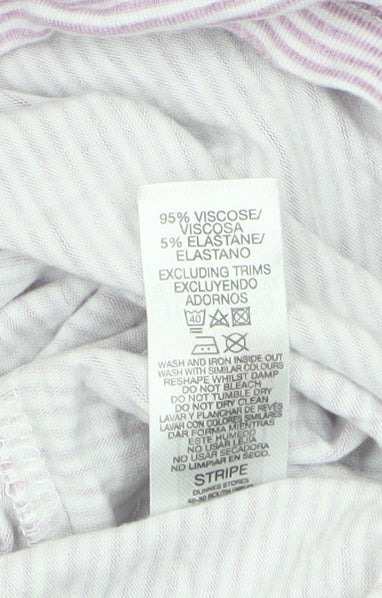 Dunnes Stores Women’s Pink Striped Long Sleeve V-Neck T-Shirt Size 14 - Image 4