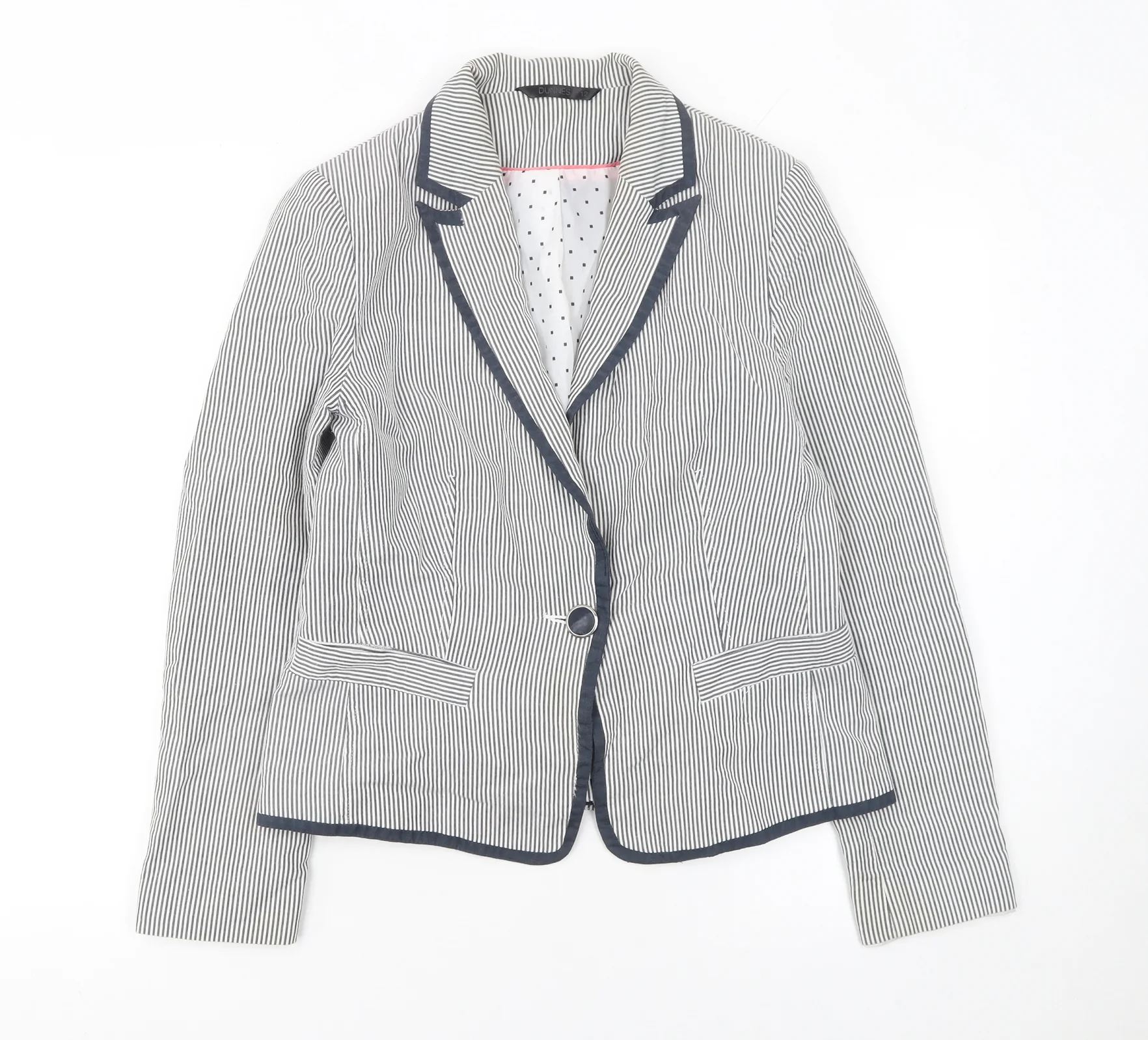 Dunnes Women Blue Pinstripe Single-Breasted Blazer Size 12