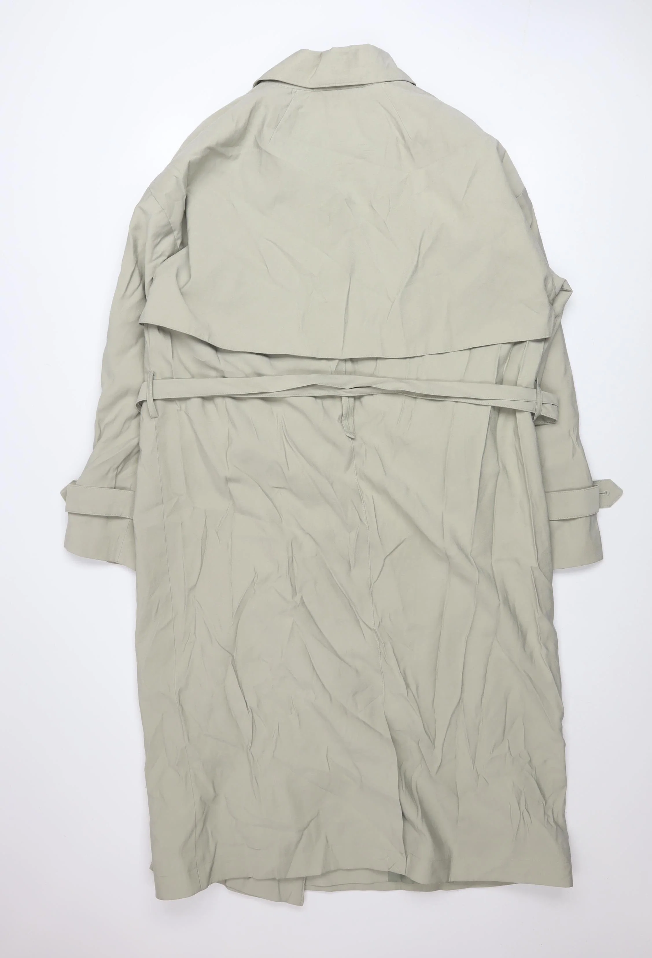Dunnes Women Green Long Trench Coat Belted L Size Classic Style - Image 3
