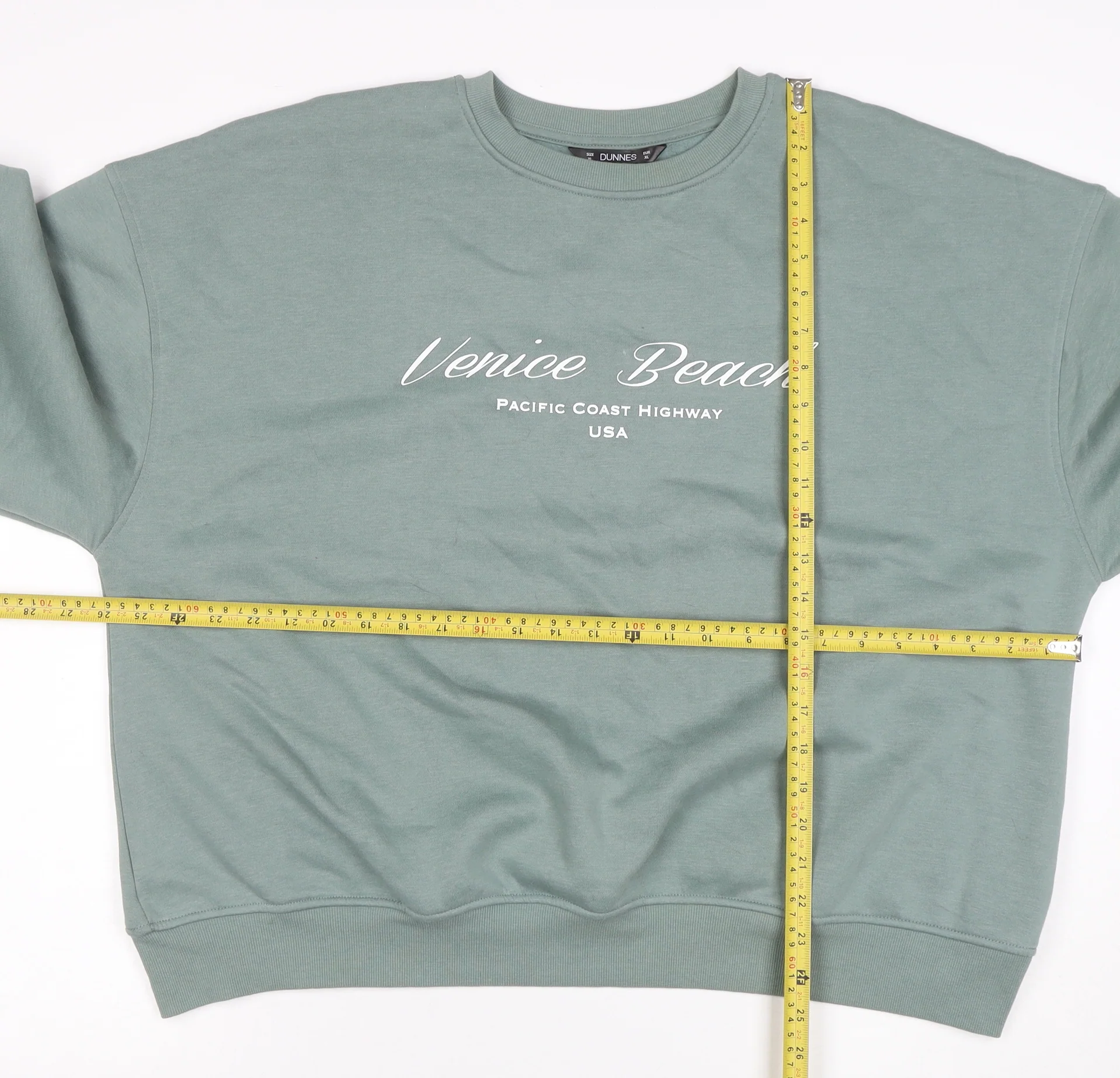 Dunnes Women’s Sage Green Venice Beach Print Sweatshirt XL - Image 2