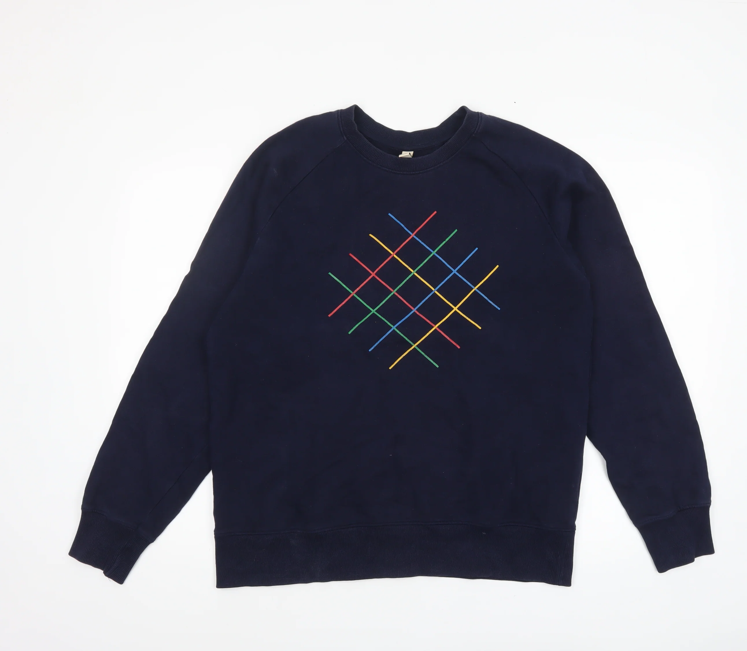 Earth Positive Men’s Blue Embroidered Geometric Sweatshirt L