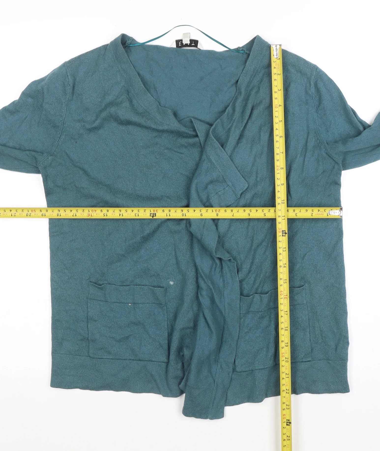 EAST Women Green Size 14 V-Neck Long Sleeve Knit Cardigan - Image 2