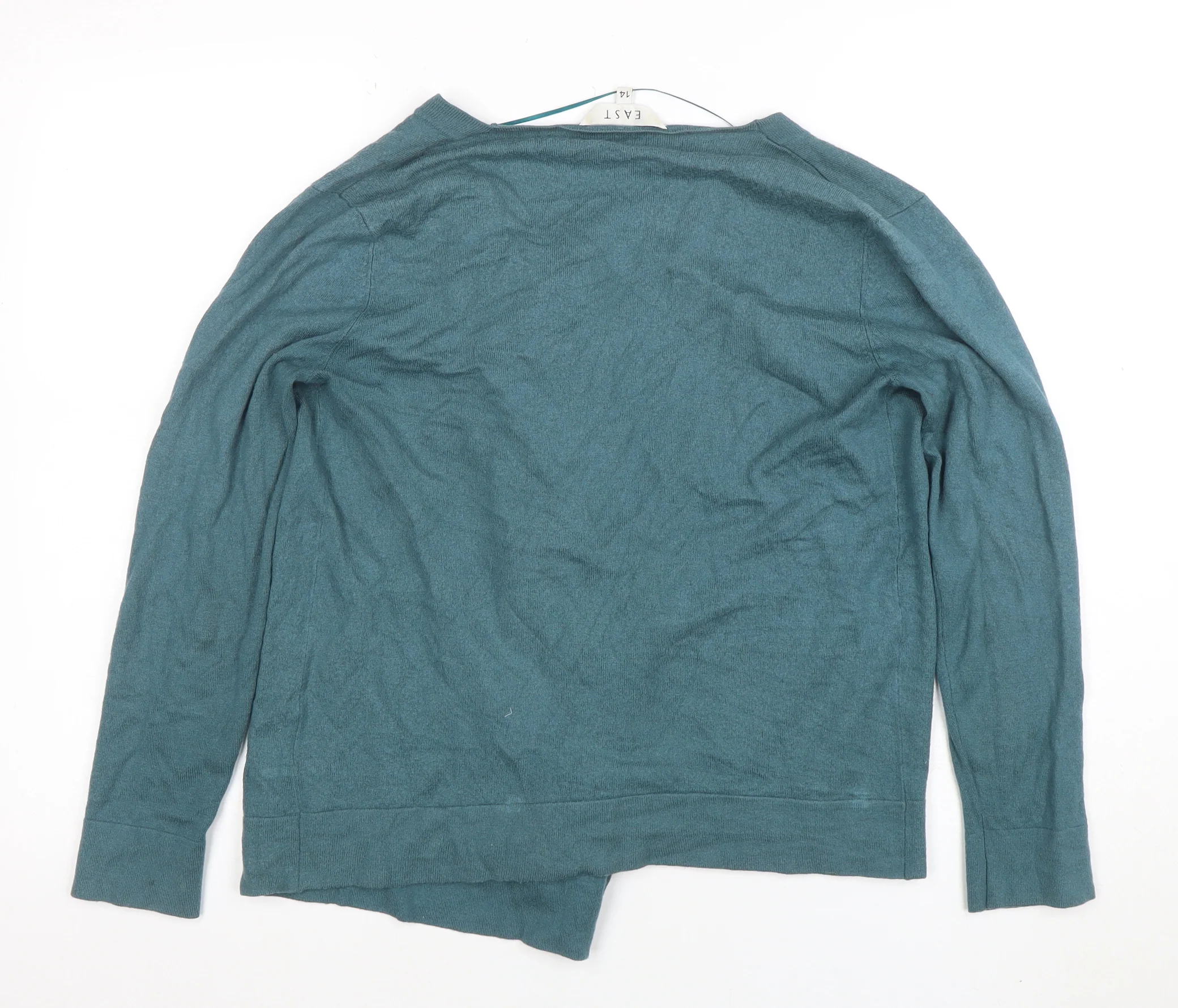 EAST Women Green Size 14 V-Neck Long Sleeve Knit Cardigan - Image 3