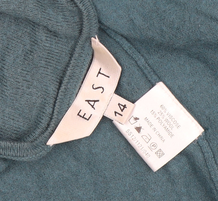 EAST Women Green Size 14 V-Neck Long Sleeve Knit Cardigan - Image 4