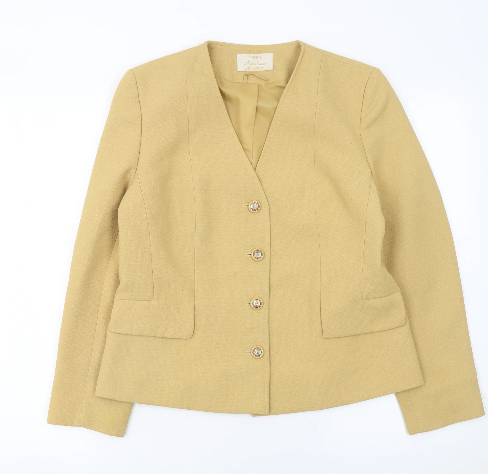 Eastex Women Beige Tailored Four-Button Lined Suit Jacket Size 10