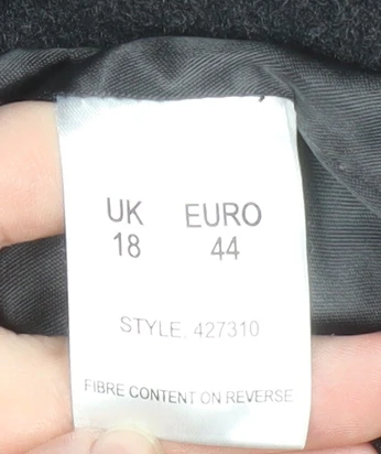 Eastex Women Black Wool Blend Mid-Length Coat Size 18 - Image 6