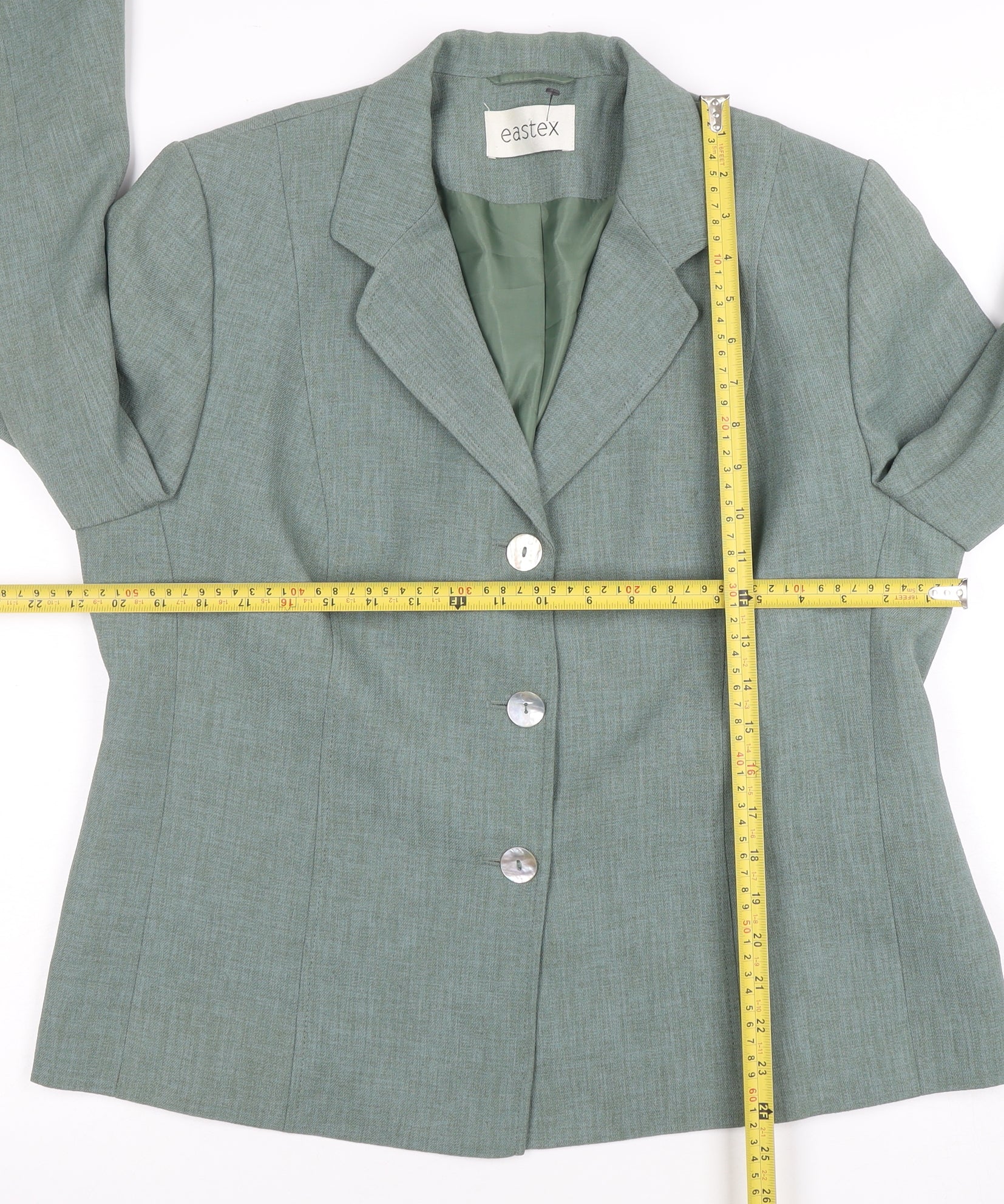 Eastex Women Green Size 16 Classic Single-Breasted Blazer - Image 2