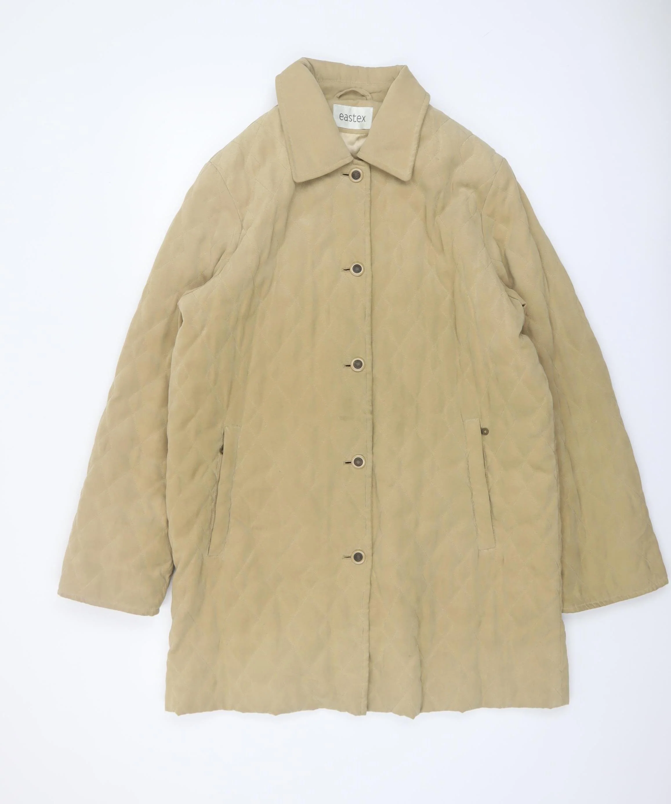 Eastex Women’s Beige Quilted Mid-Length Coat Size 12