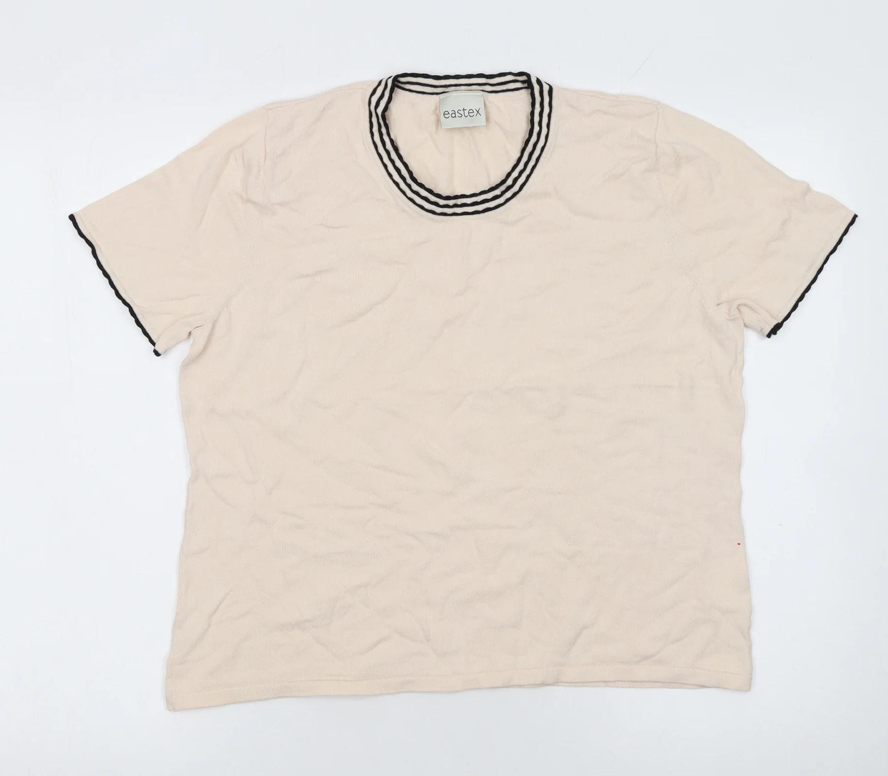Eastex Women’s Beige Short Sleeve Cotton Knit Jumper Size 14