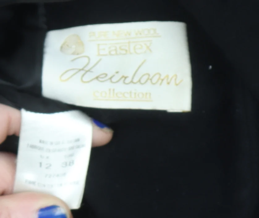 Eastex Women’s Black Pure Wool Long Overcoat Size 12 Vintage Lined - Image 5