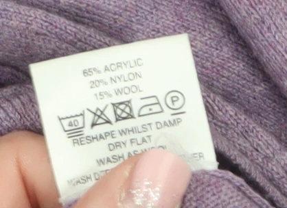 Eastex Women’s Purple Henley Knit Jumper Size 18 V-Neck 3/4 Sleeve - Image 4