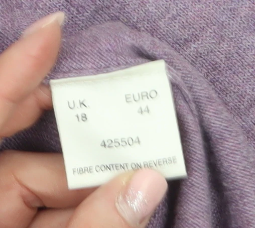 Eastex Women’s Purple Henley Knit Jumper Size 18 V-Neck 3/4 Sleeve - Image 5
