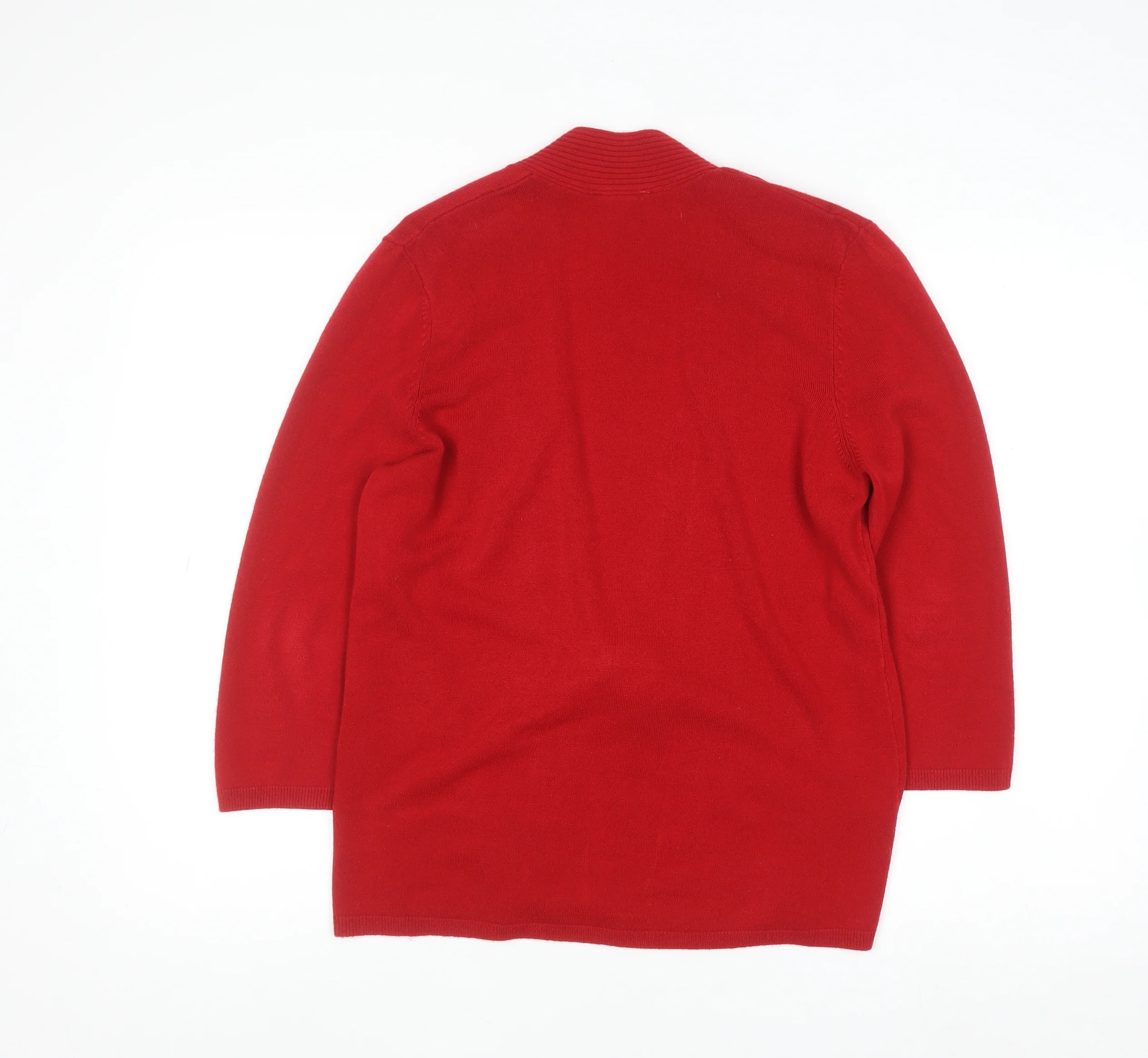 Eastex Women’s Red Tie Front Knit Cardigan UK 14 3/4 Sleeve - Image 3